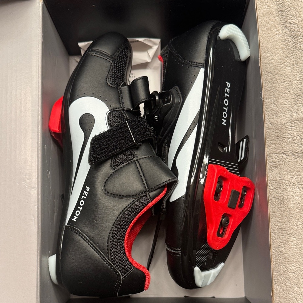 Peloton Cycling Shoes - Black with Red Highlights